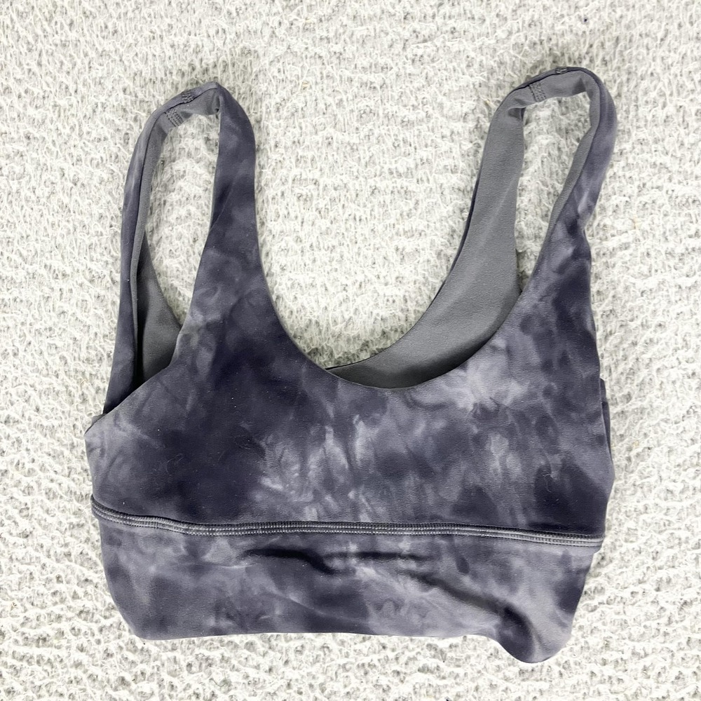Lululemon Sports Bra Womens 4 Gray Tie Dye Wireless Align Reversible Yoga Gym